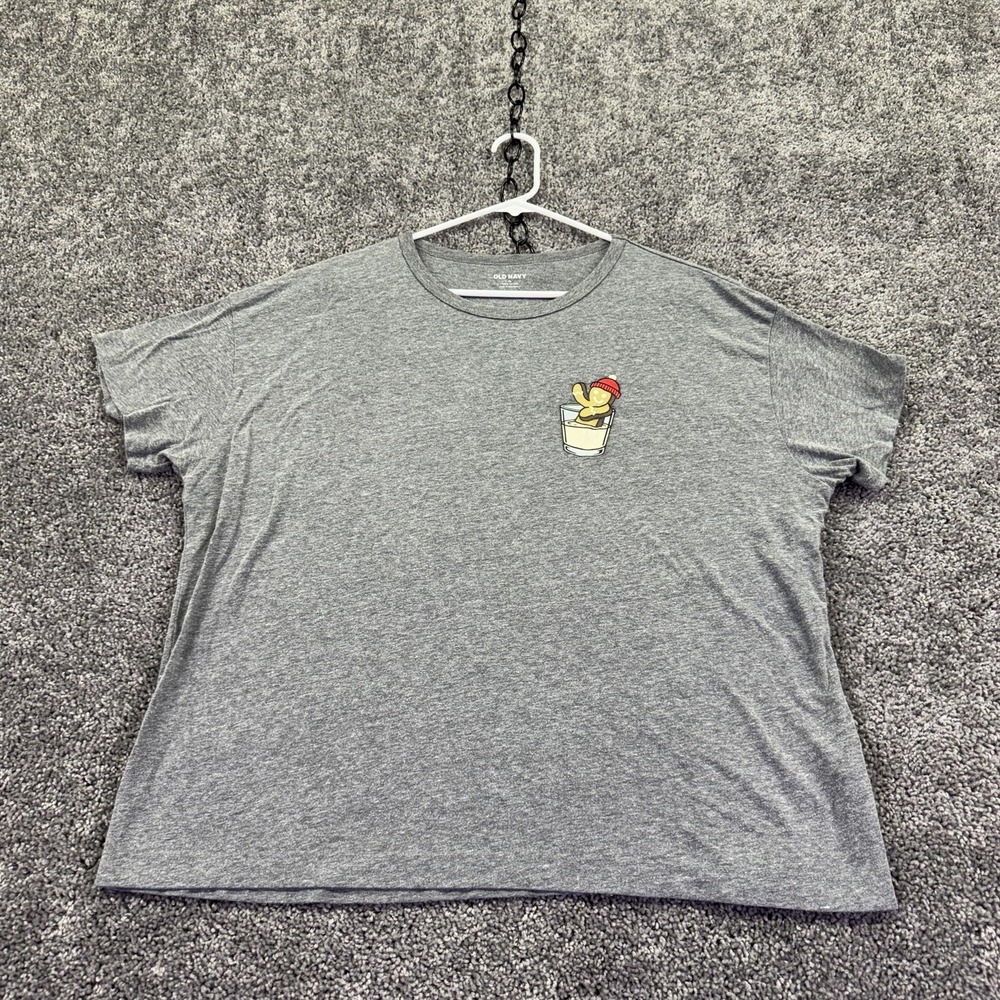 Old Navy Shirt Womens XL Gray Gingerbread Christmas Short Sleeve Graphic Tee